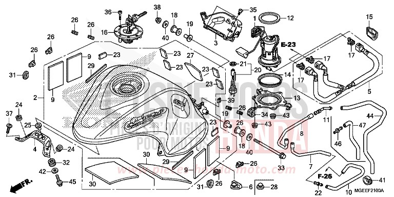 RESERVOIR A CARBURANT/POMPE A CARBURANT de VFR1200F DCT CANDY PROMINENCE RED (R342) 2015